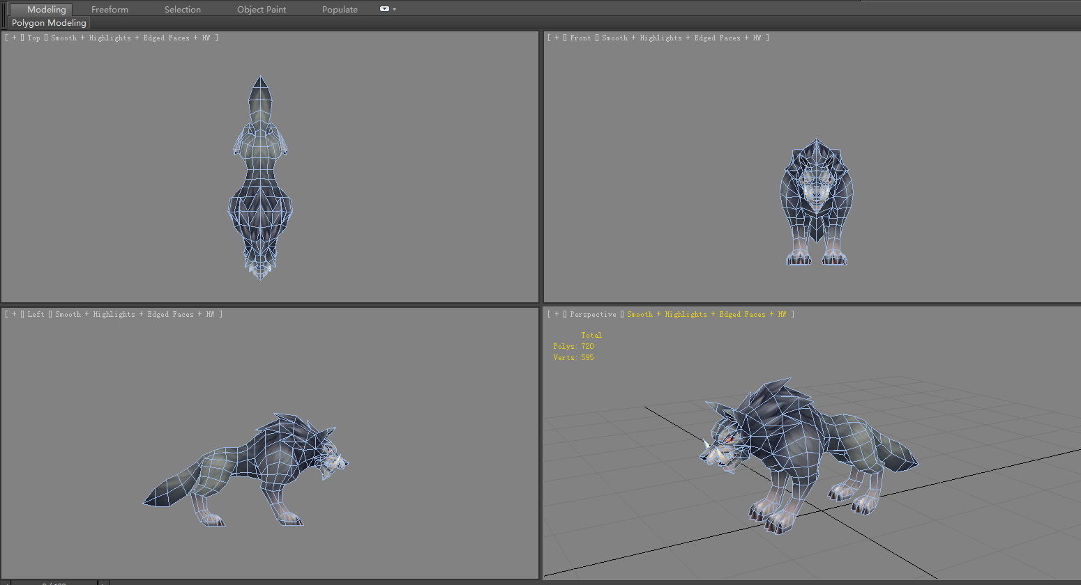 Cartoon fangs wolf Low-poly 3D model_5