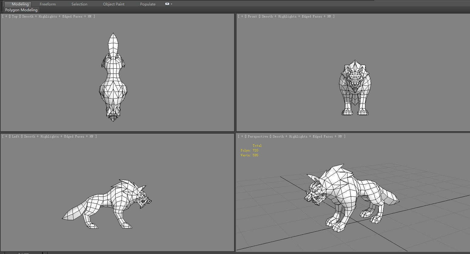 Cartoon fangs wolf Low-poly 3D model_6