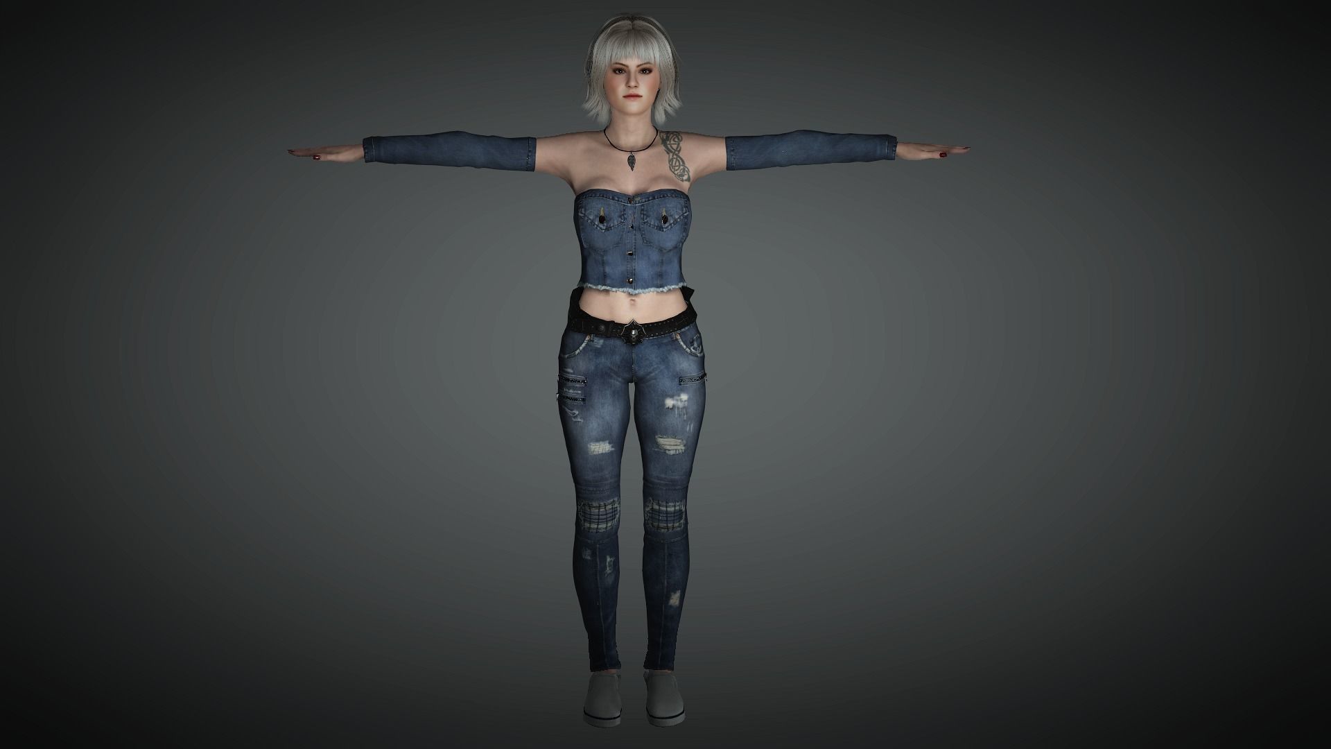 AAA Realistic Female Character 18 Low-poly 3D model_10