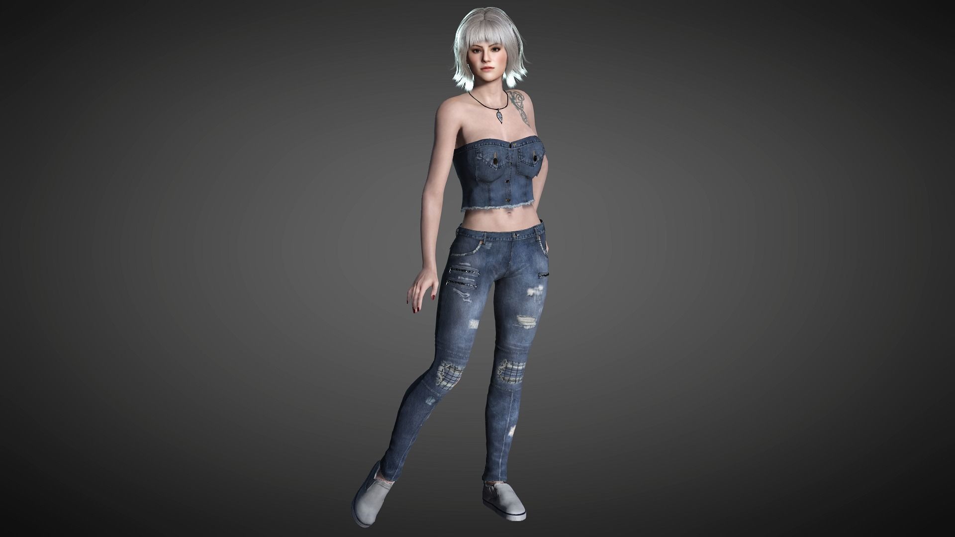 AAA Realistic Female Character 18 Low-poly 3D model_2