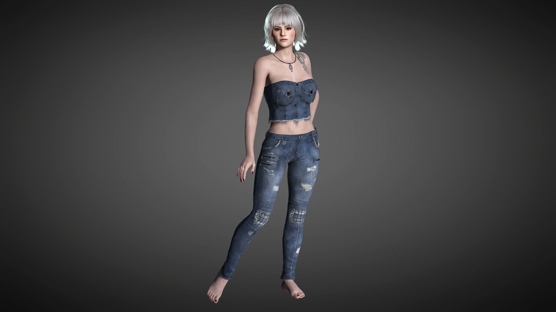 AAA Realistic Female Character 18 Low-poly 3D model_3