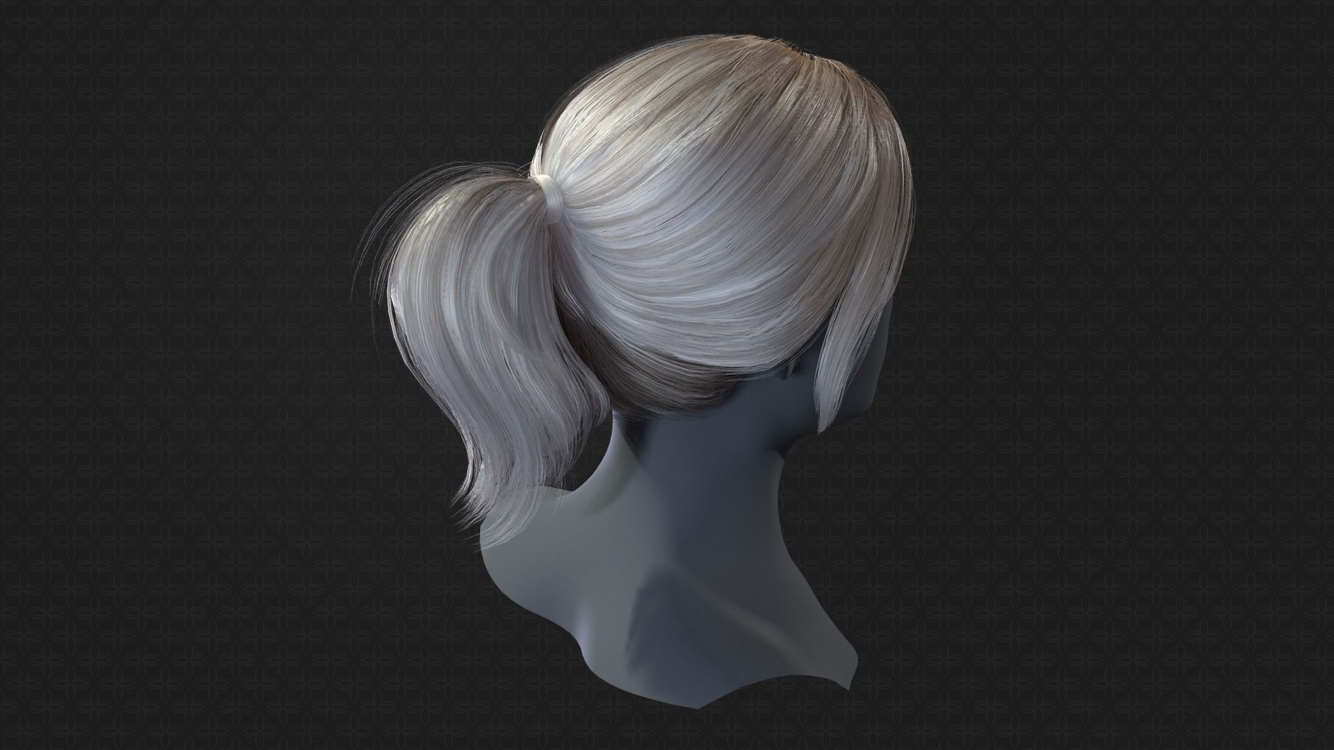 Real-time ponytail Low-poly 3D model_4