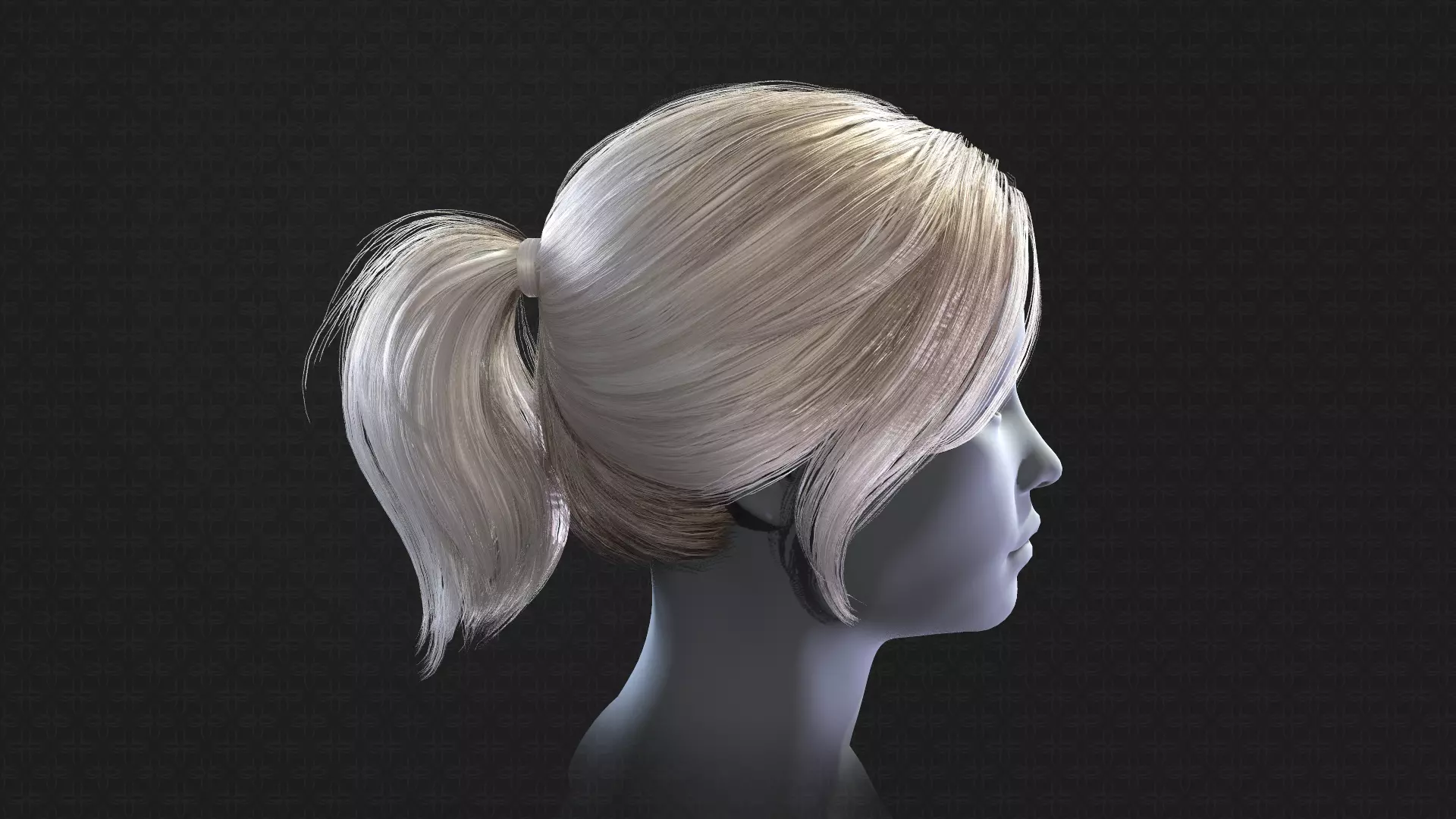 Real-time ponytail Low-poly 3D model_0