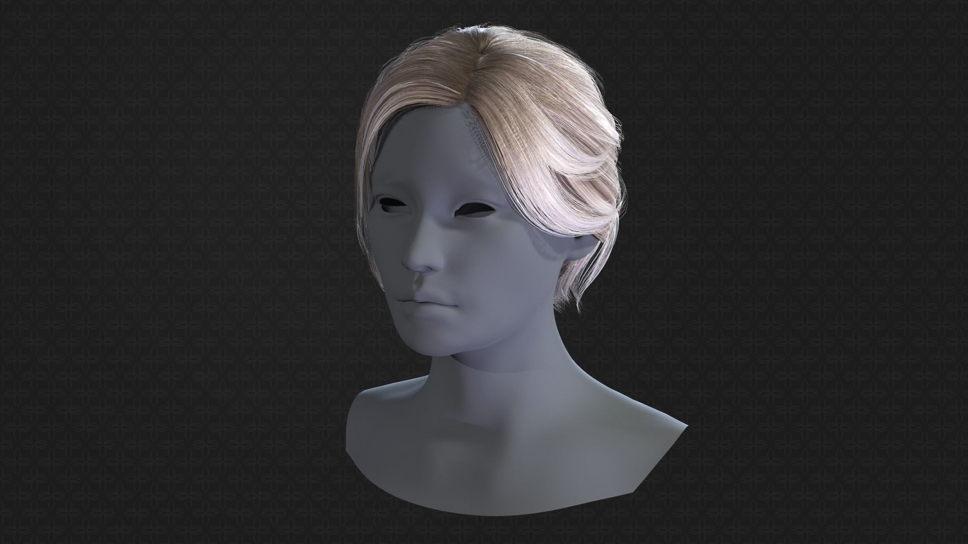 Real-time ponytail Low-poly 3D model_1