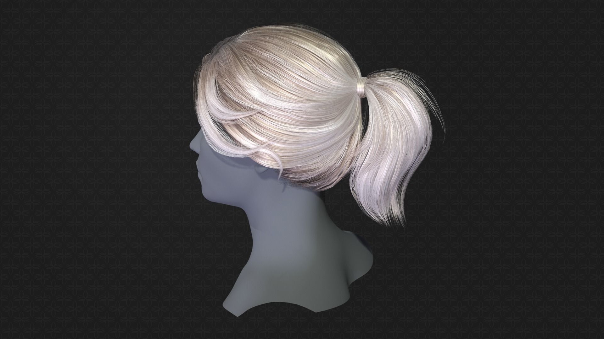 Real-time ponytail Low-poly 3D model_2