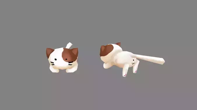 Cartoon white cat lying down