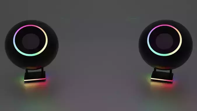 Gaming desktop speakers with rgb lights and stand