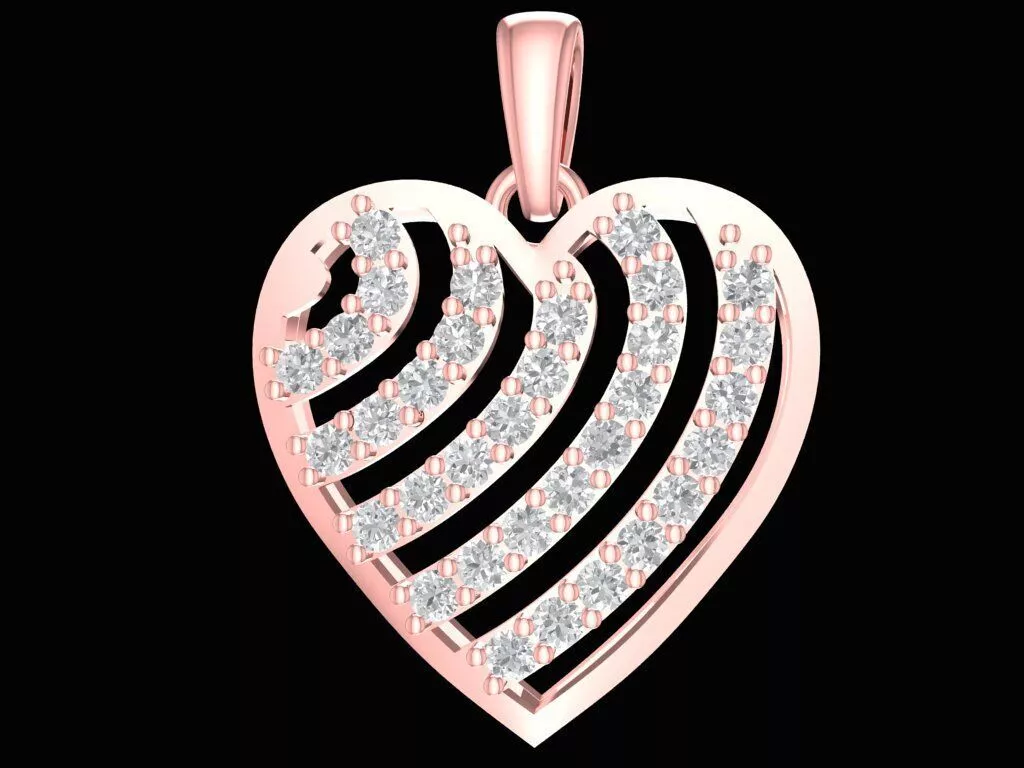 Elegant Curved Stripe Heart Pendant 2398 3D print model