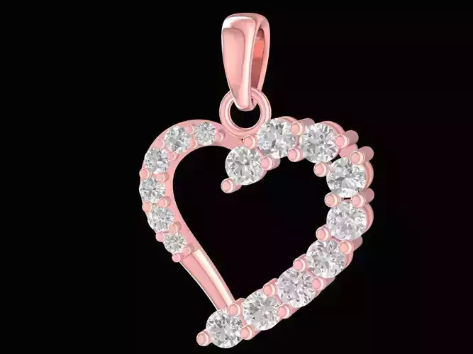 Romantic Heart Diamond Pendant Jewelry 3D Model 2400