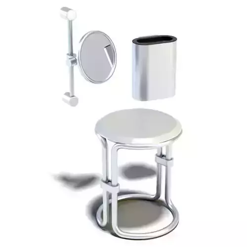 Chrome Bathroom Set Chair Mirror
