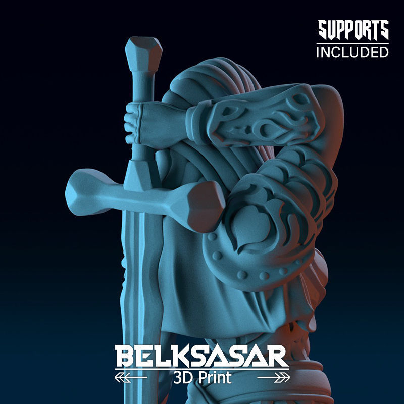 Battle Paladin Girl 3D print model_11