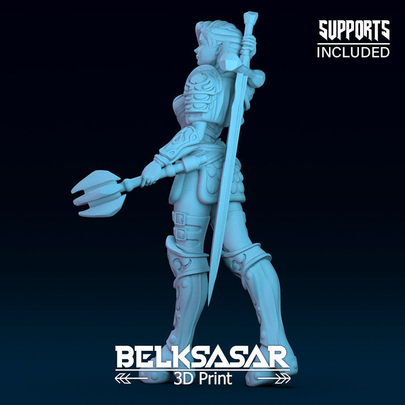 Battle Paladin Girl 3D print model_2