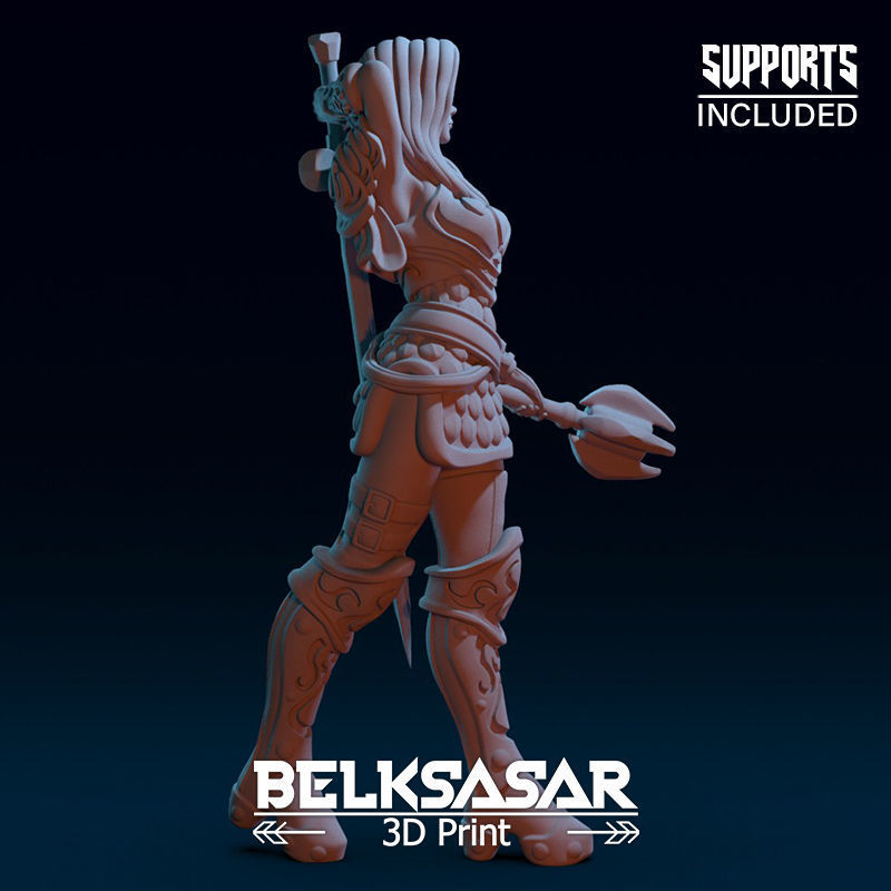 Battle Paladin Girl 3D print model_6