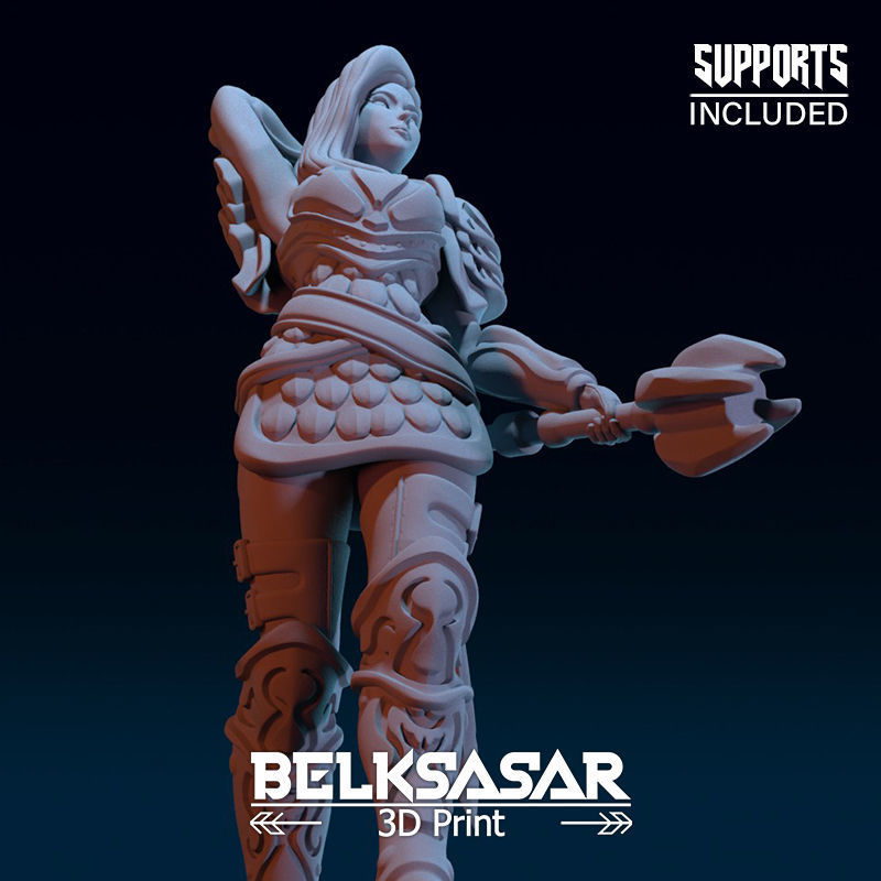 Battle Paladin Girl 3D print model_17