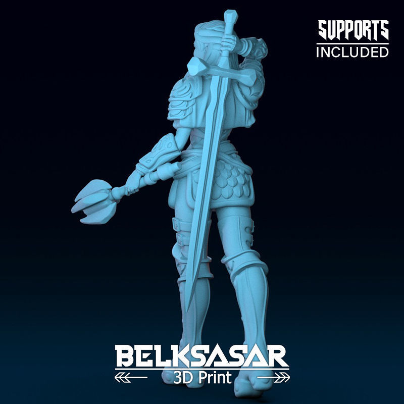 Battle Paladin Girl 3D print model_3