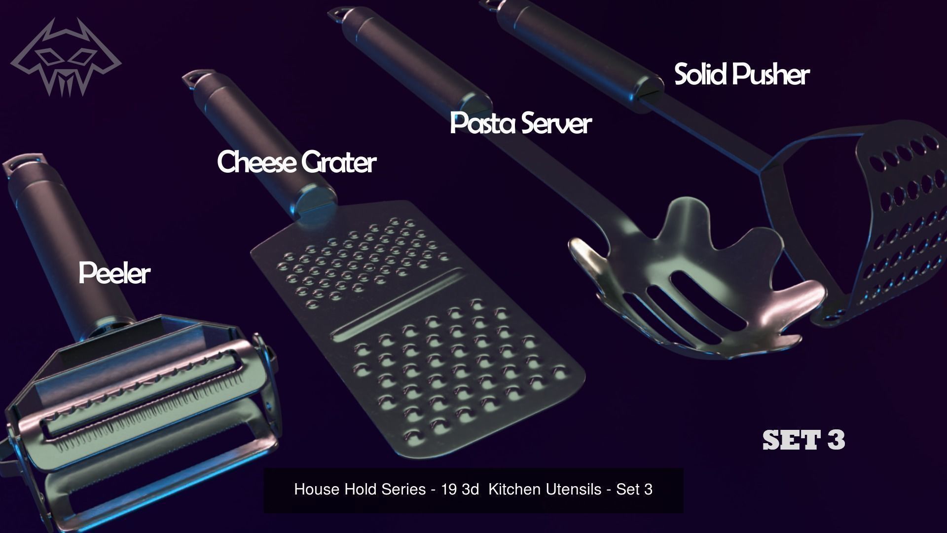 House Hold Series - 19 3d  Kitchen Utensils - Full Set 3D Model Collection_5