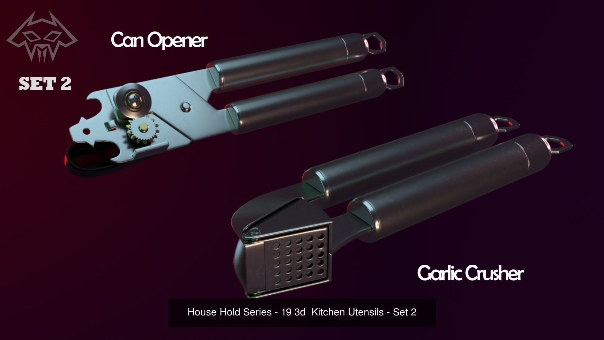 House Hold Series - 19 3d  Kitchen Utensils - Full Set 3D Model Collection_4