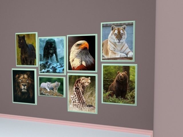 pictures wild animals wall art 3D model_2