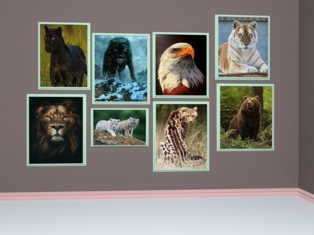 pictures wild animals wall art 3D model_1