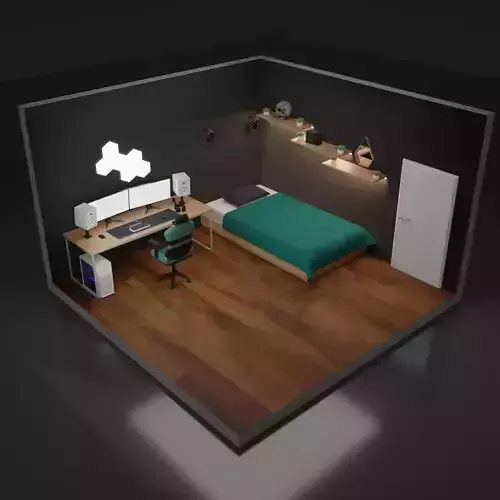 Isometric modern gaming room for blender 