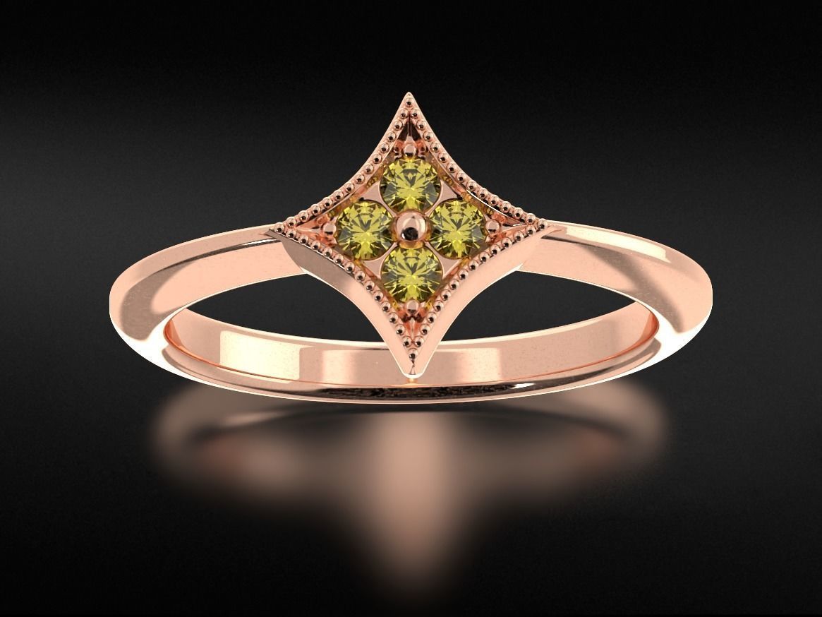 Stylish star ring with diamonds 657 3D print model_4