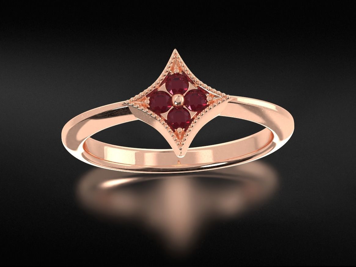 Stylish star ring with diamonds 657 3D print model_11