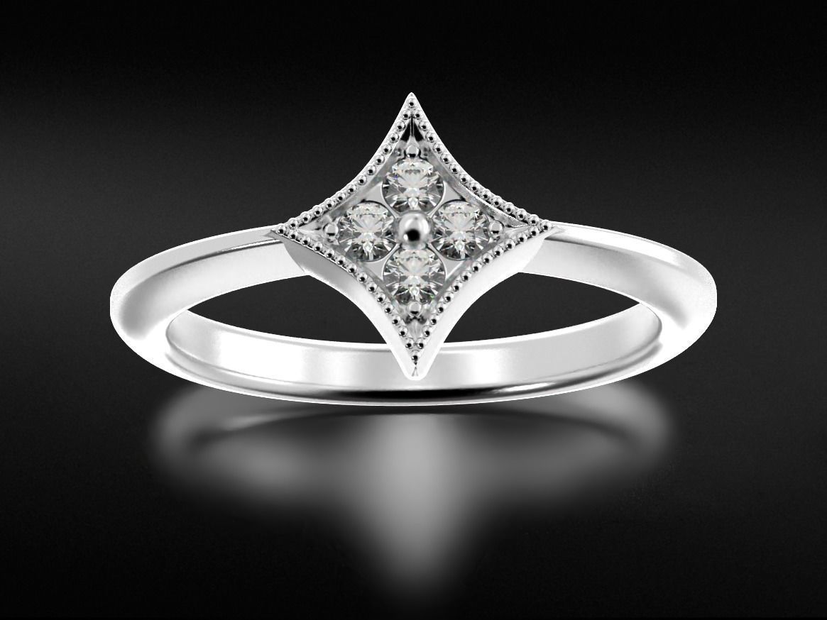 Stylish star ring with diamonds 657 3D print model_1