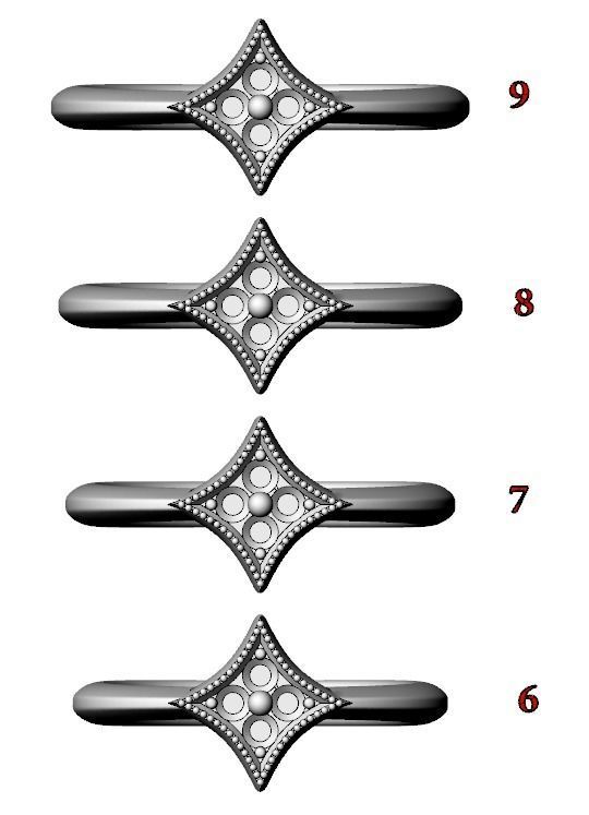 Stylish star ring with diamonds 657 3D print model_12