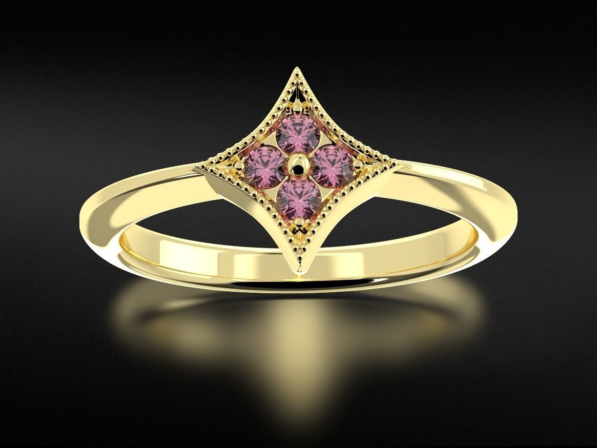 Stylish star ring with diamonds 657 3D print model_6