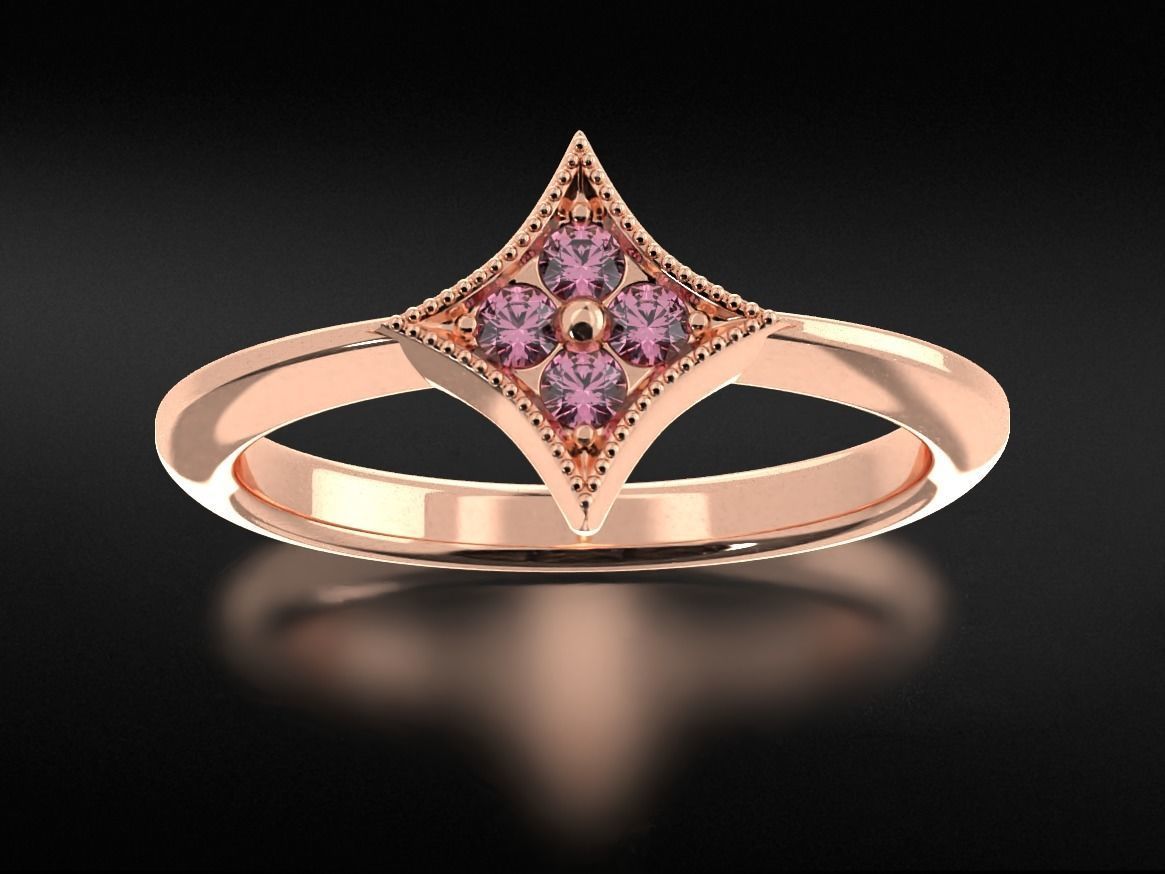 Stylish star ring with diamonds 657 3D print model_5