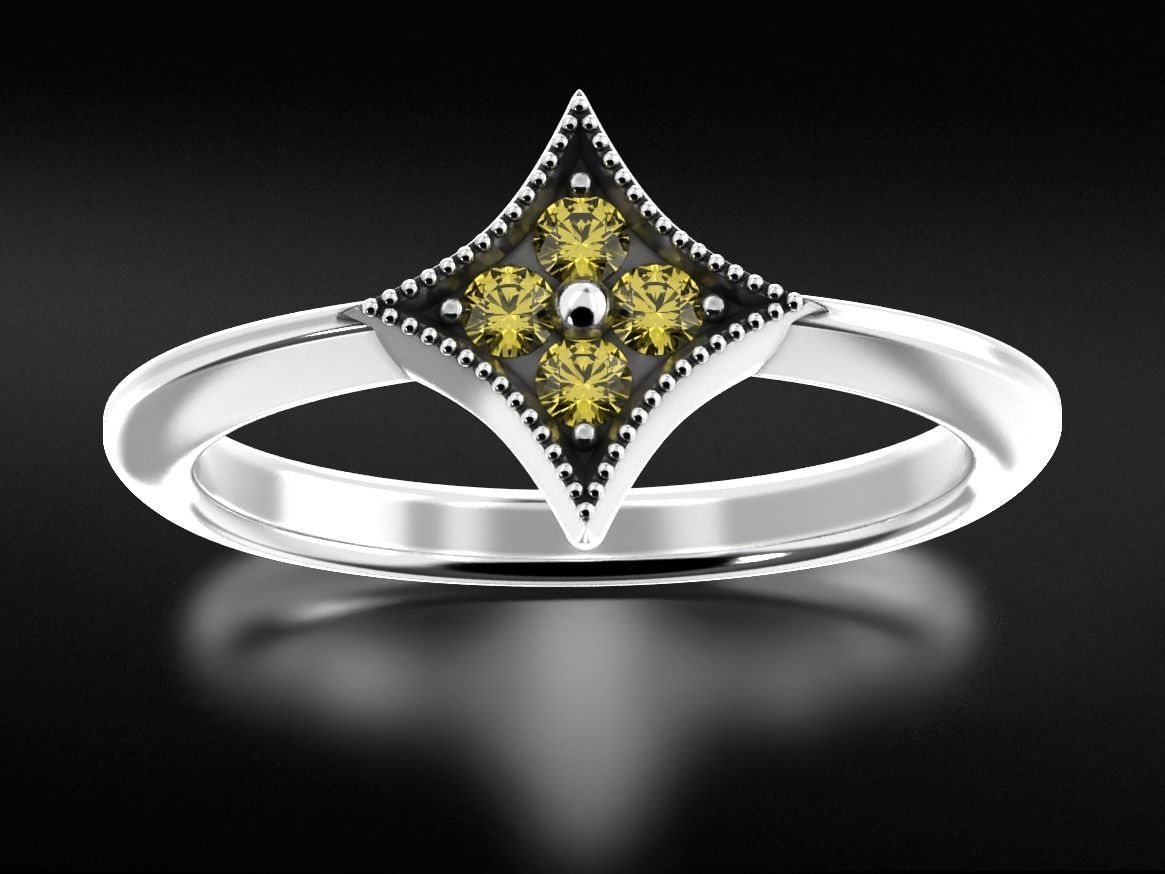 Stylish star ring with diamonds 657 3D print model_2