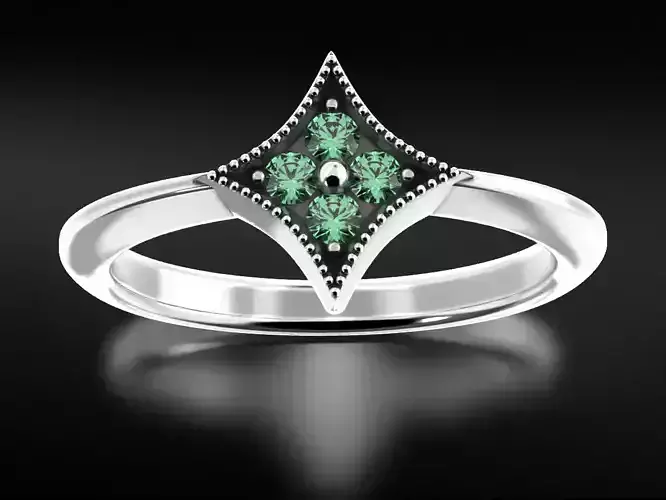 Stylish star ring with diamonds 657