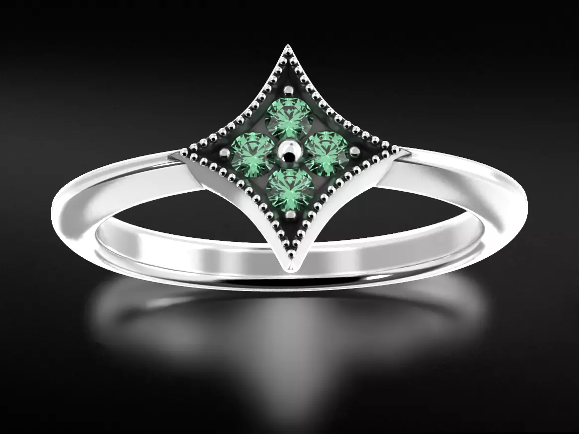 Stylish star ring with diamonds 657 3D print model_0