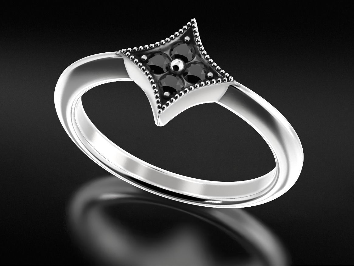 Stylish star ring with diamonds 657 3D print model_9