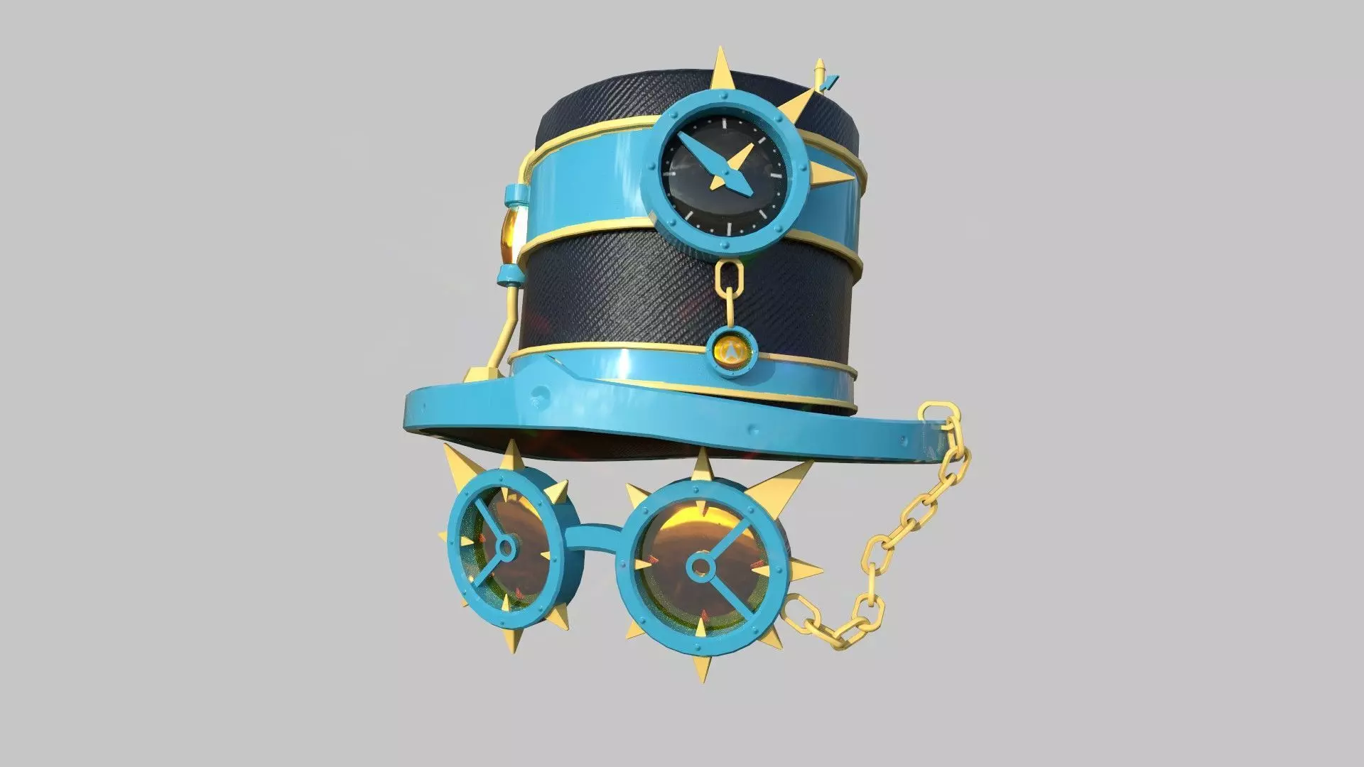 Steampunk Hat 10 Cartoon Blue - SciFi Character Design Low-poly 3D model_0