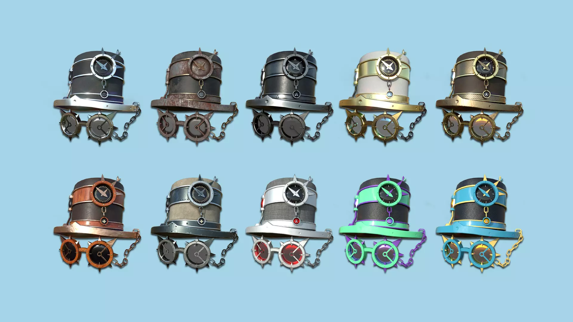 10 Steampunk Hat Collection - SciFi Character Design _0