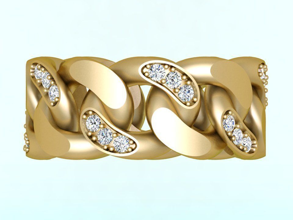 Chain ring - Miami Cuban ring - Link ring - Size 6 3D print model_3