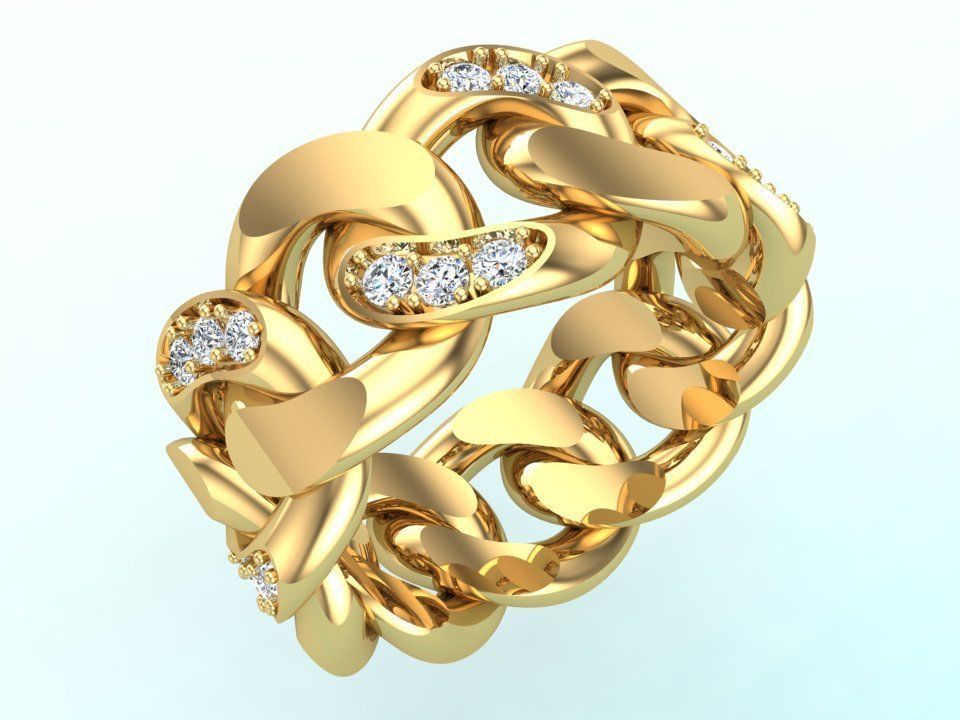 Chain ring - Miami Cuban ring - Link ring - Size 6 3D print model_8