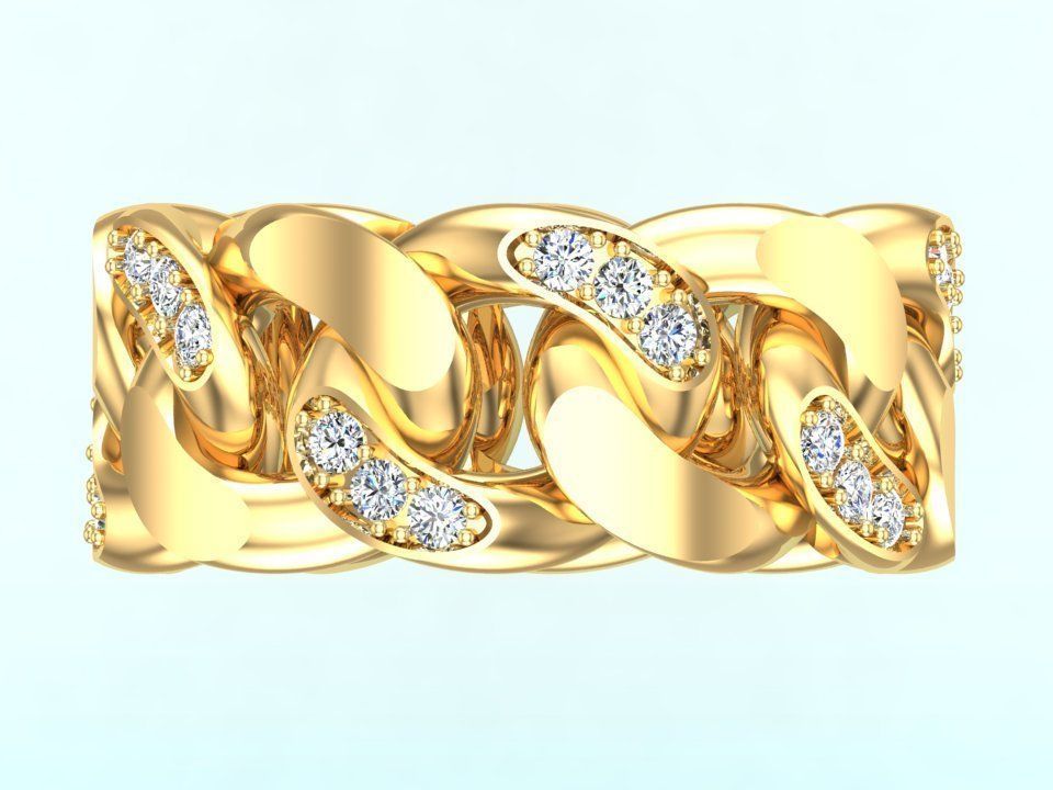 Chain ring - Miami Cuban ring - Link ring - Size 6 3D print model_11