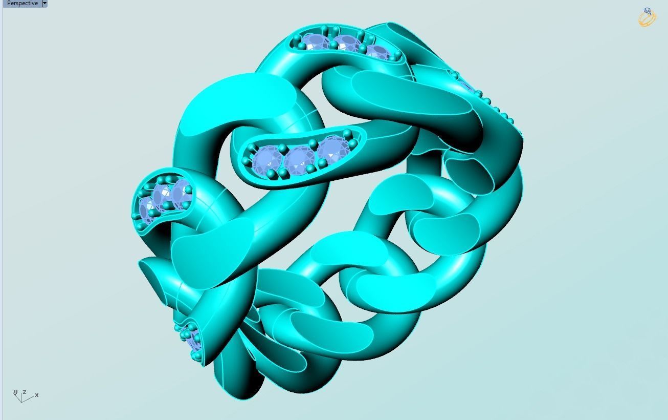 Chain ring - Miami Cuban ring - Link ring - Size 6 3D print model_7