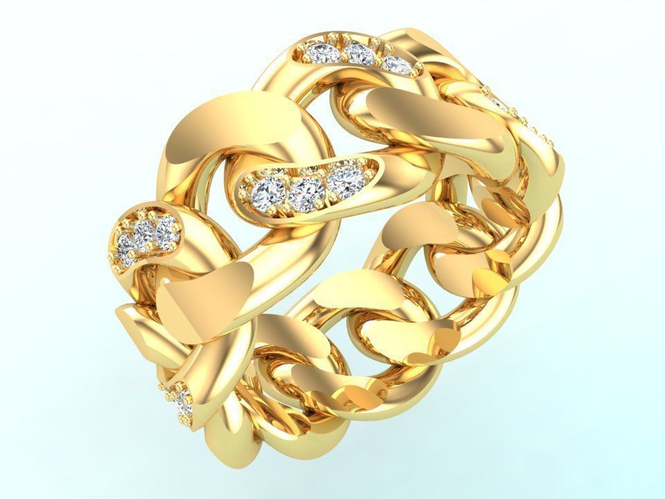 Chain ring - Miami Cuban ring - Link ring - Size 6 3D print model_1