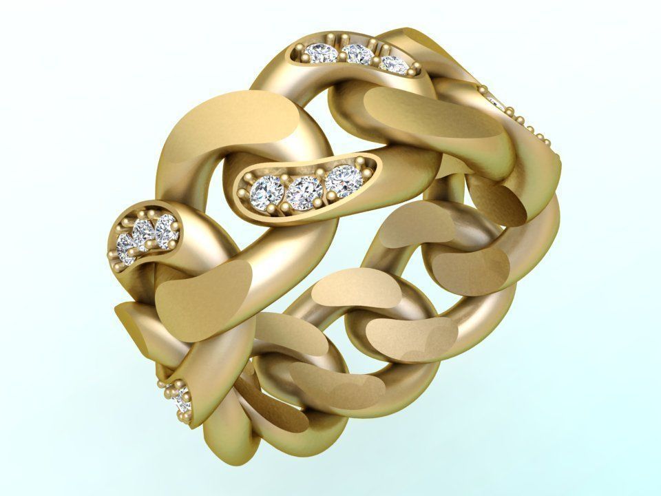 Chain ring - Miami Cuban ring - Link ring - Size 6 3D print model_2