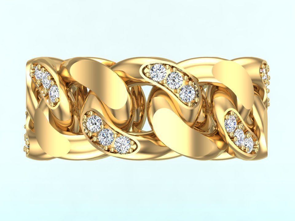 Chain ring - Miami Cuban ring - Link ring - Size 6 3D print model_12