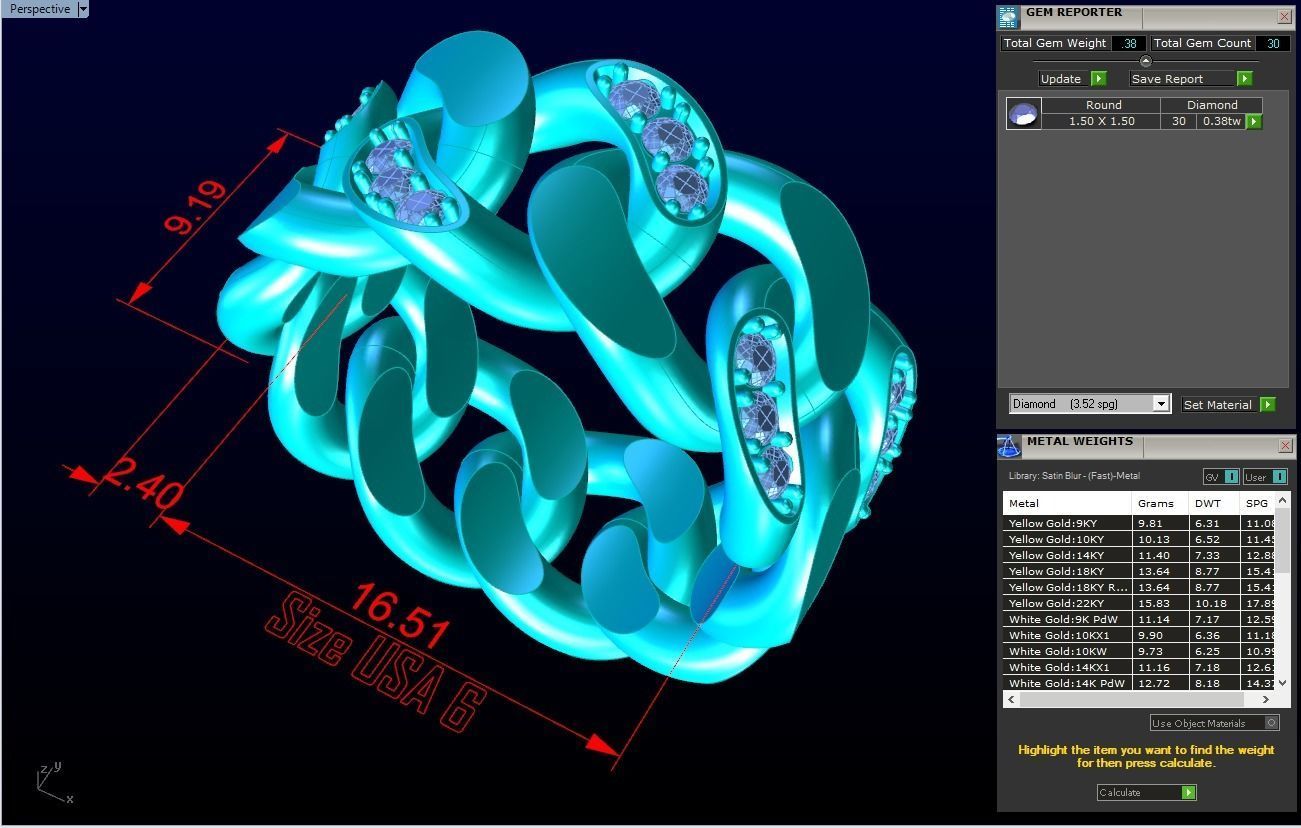 Chain ring - Miami Cuban ring - Link ring - Size 6 3D print model_6