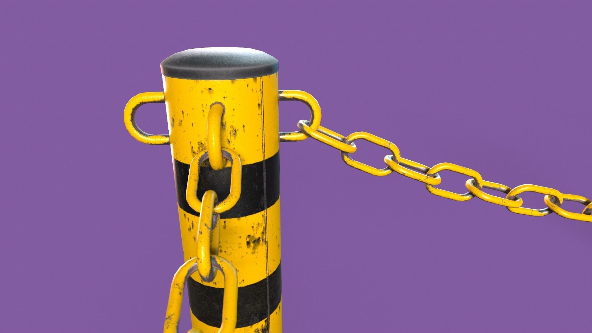 Post and Chain Low-poly 3D model_1