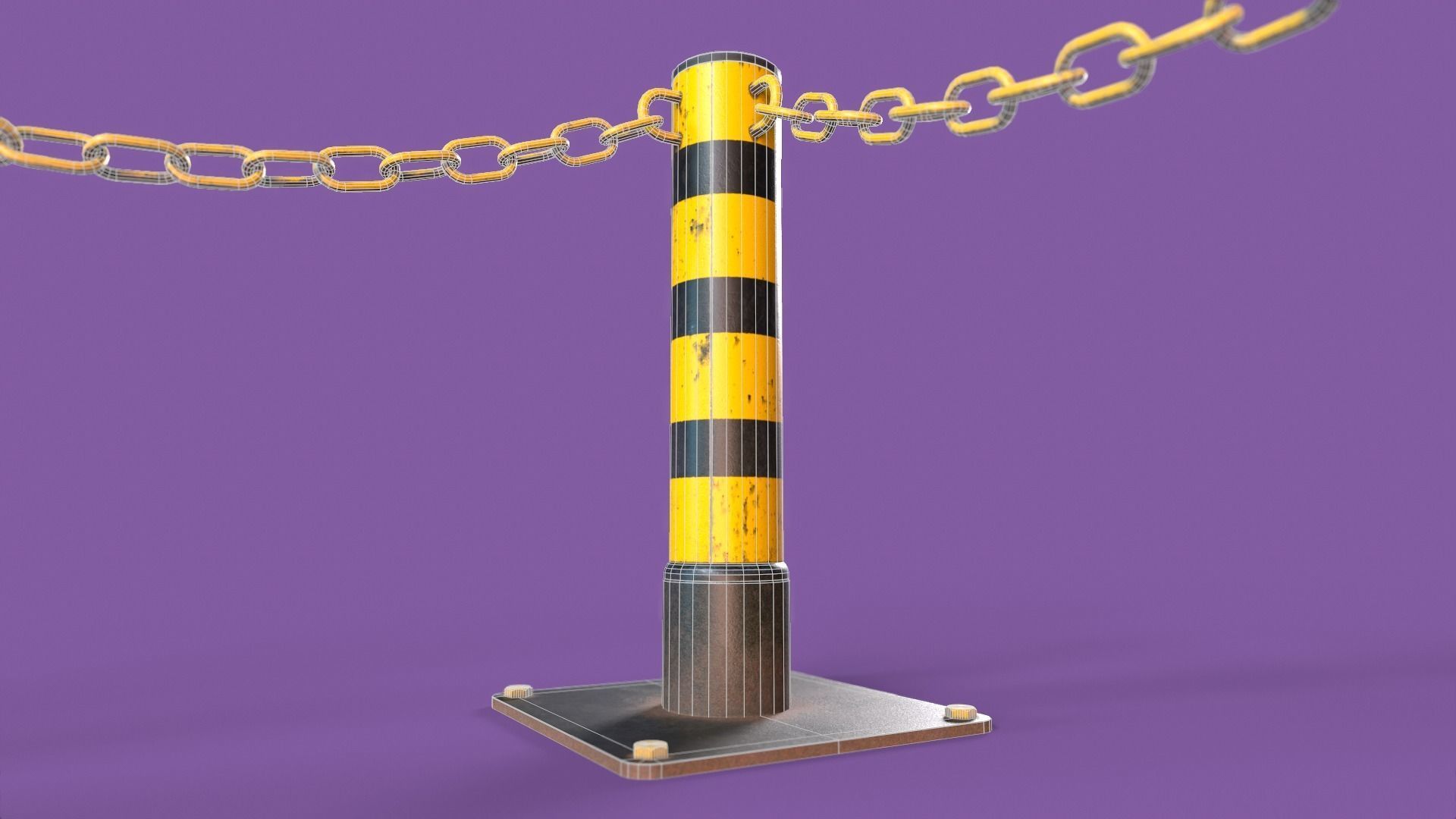 Post and Chain Low-poly 3D model_13