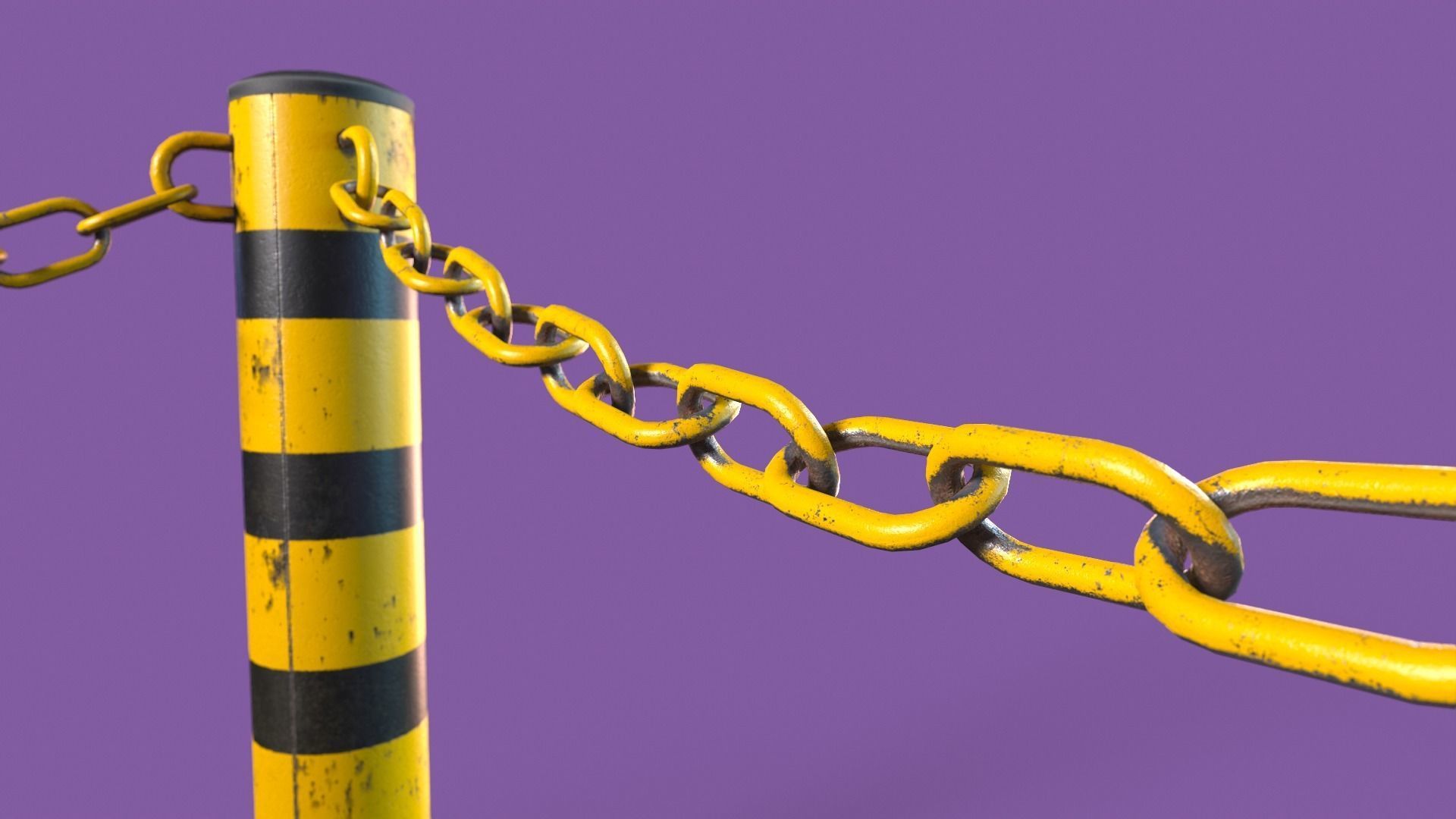 Post and Chain Low-poly 3D model_2