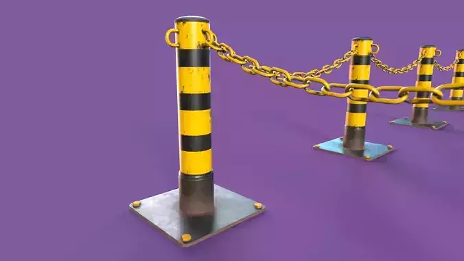 Post and Chain Low-poly 3D model