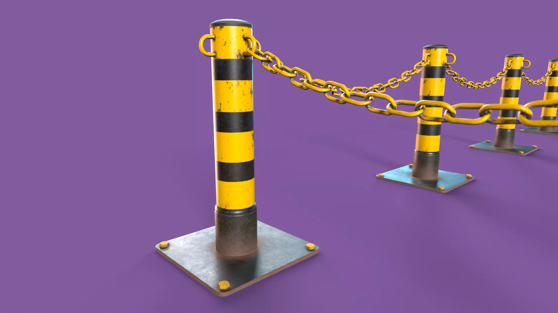 Post and Chain Low-poly 3D model_0