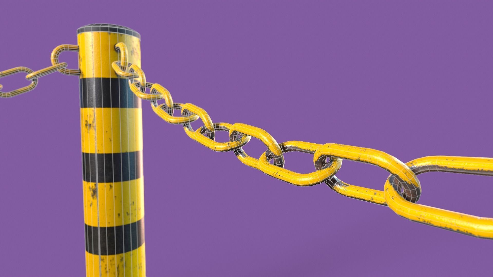 Post and Chain Low-poly 3D model_10